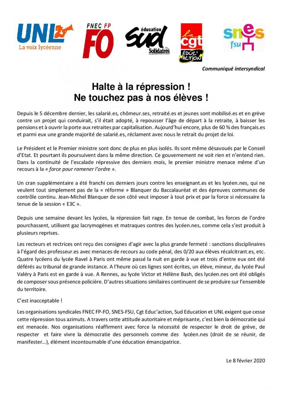 20200208 communique is halte a la repression page 001