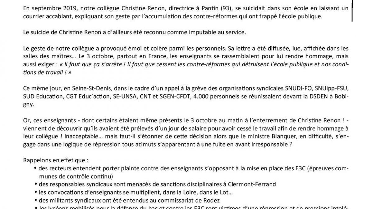 Communique du snudi fo sanctions financieres page 001
