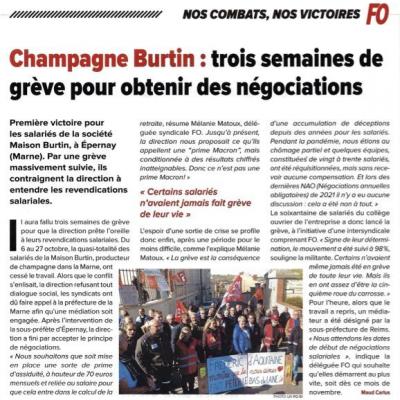Article paru dans L'inFO militante n°3351 - Champagne Burtin