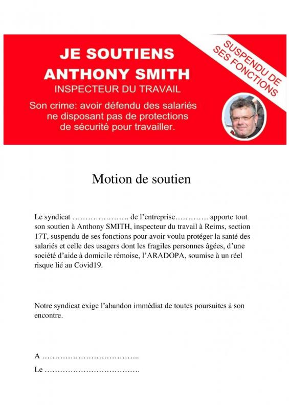 Motion de soutien anthony smith