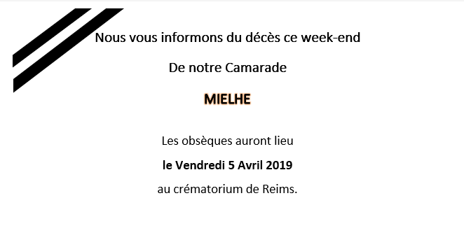 Obseques de Mielhe le 5 avril 2019