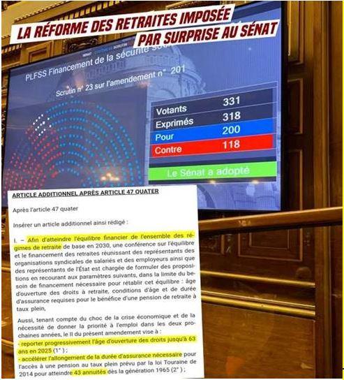 Réforme des retraites imposée par surprise au sénat