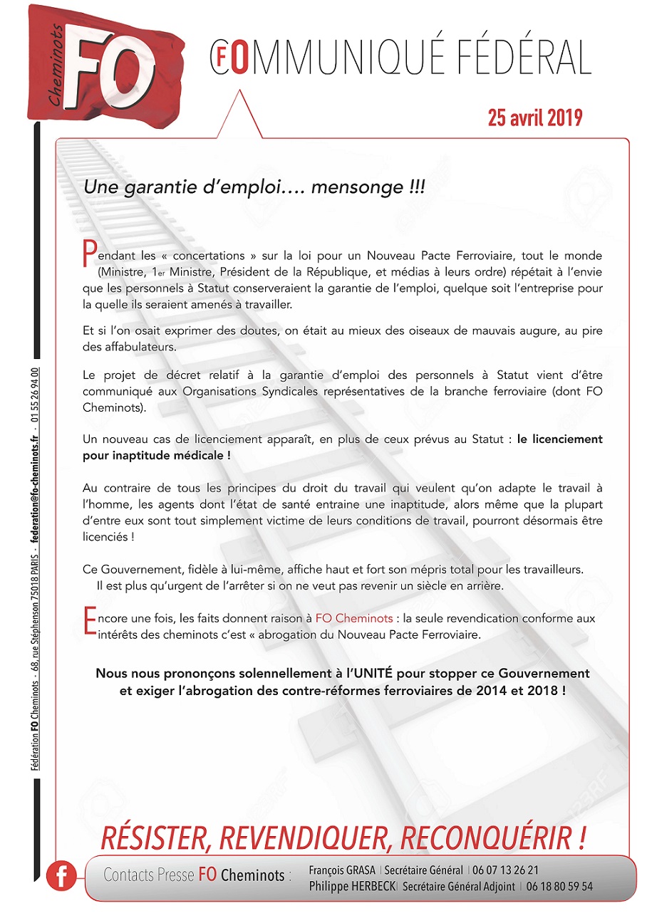 2019 04 25 communique fo cheminots