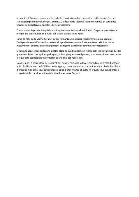 Déclaration de la CE de l’UDFO51 du lundi 8 juin 2020-2